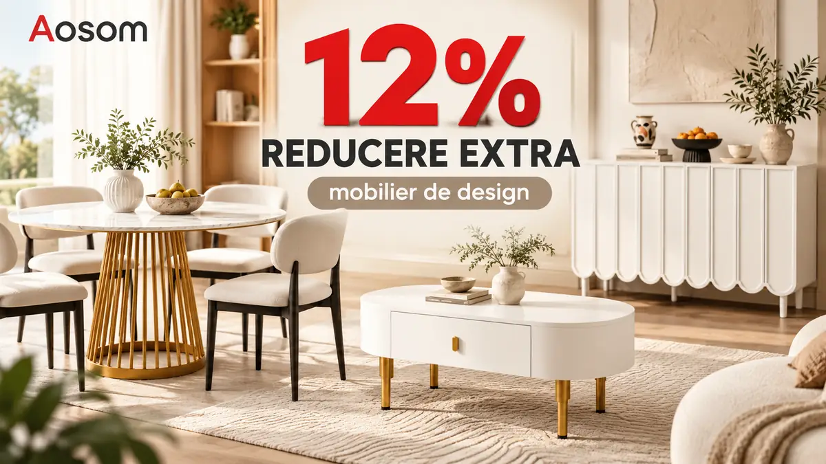 Mobilier de design Aosom, mese elegante și comodă modernă, cu 12% reducere extra la produsele selectate.