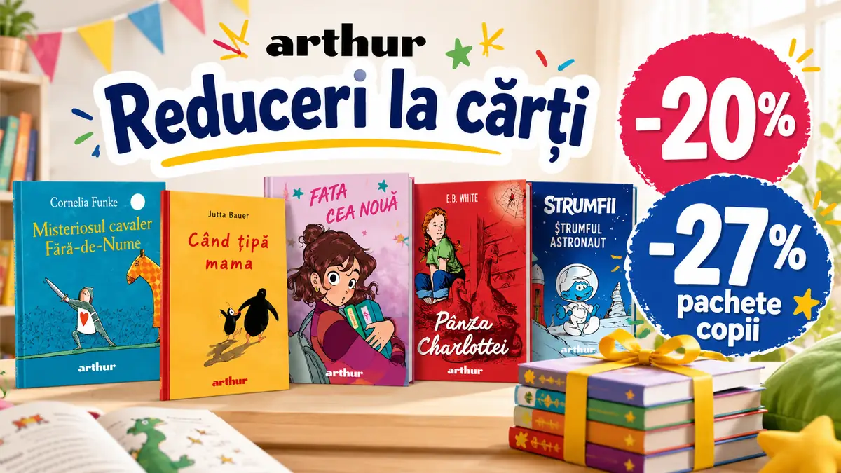 Cărți pentru copii Editura Arthur, cu reduceri de 20% la cărți și 27% la pachete pentru copii.