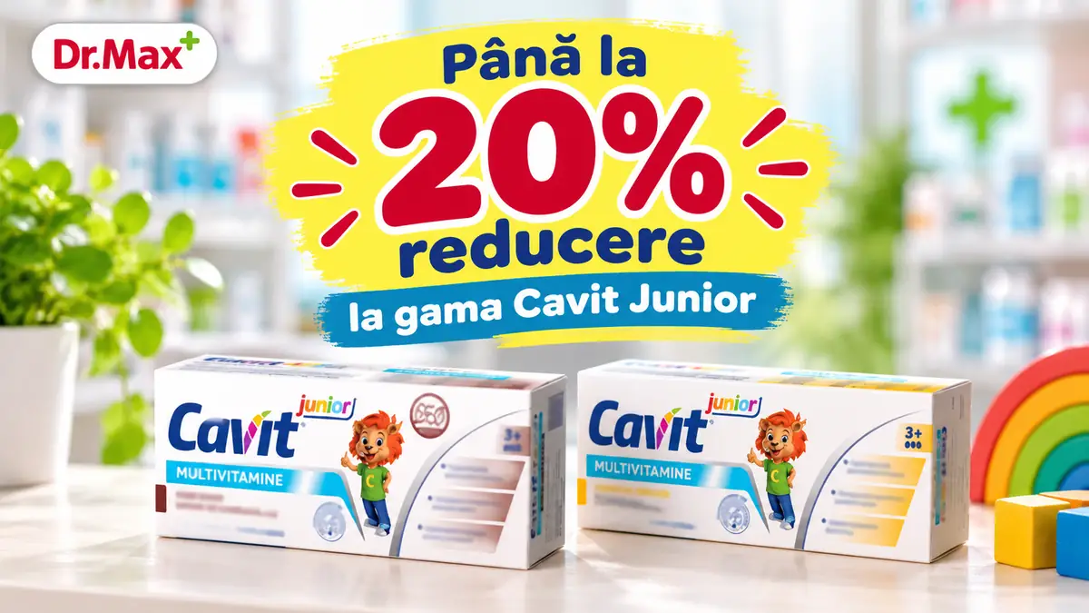 Reducere de până la 20% la gama Cavit Junior, cu două variante de multivitamine pentru copii, disponibile la Dr. Max.