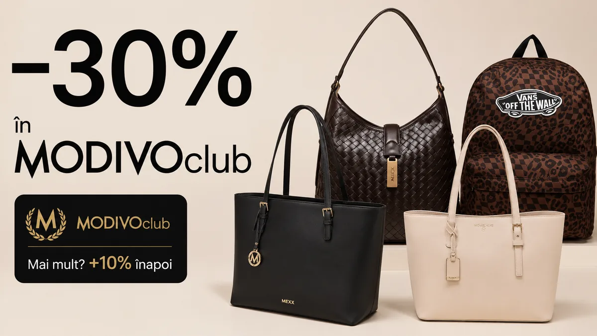 Reducere de 30% în MODIVOclub la genți, rucsacuri și valize, cu produse MEXX, Michael Kors și Vans.