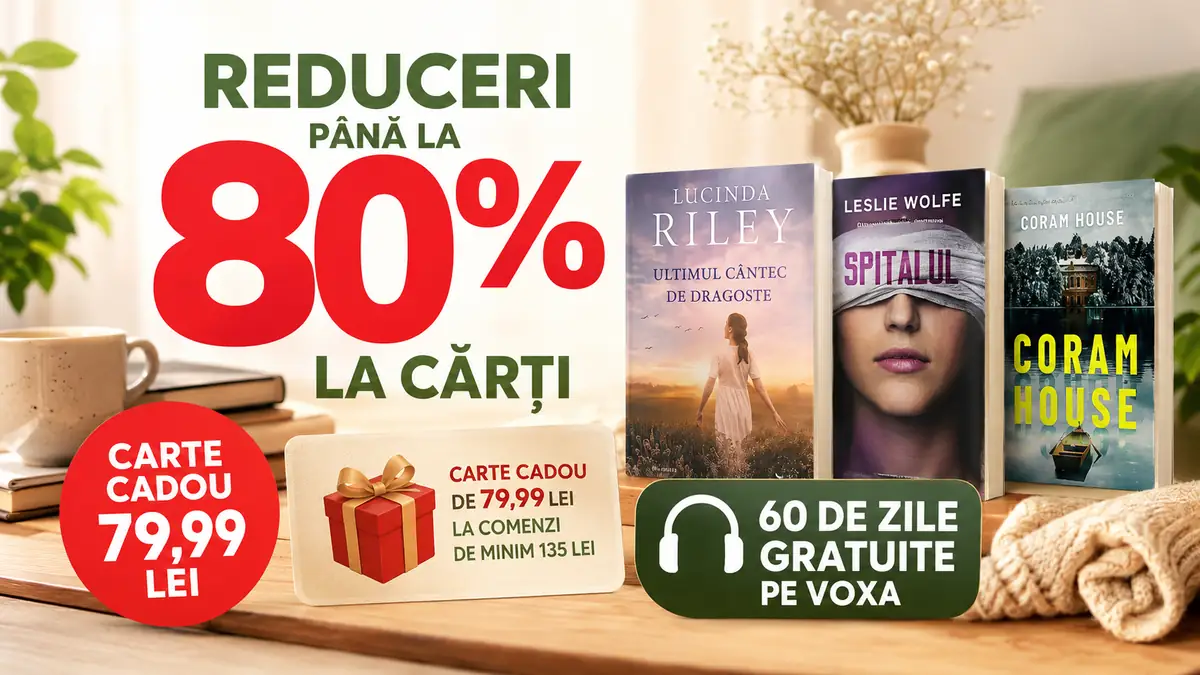 Reduceri de până la 80% la cărți Litera, carte cadou de 79,99 lei și 60 de zile gratuite pe Voxa.