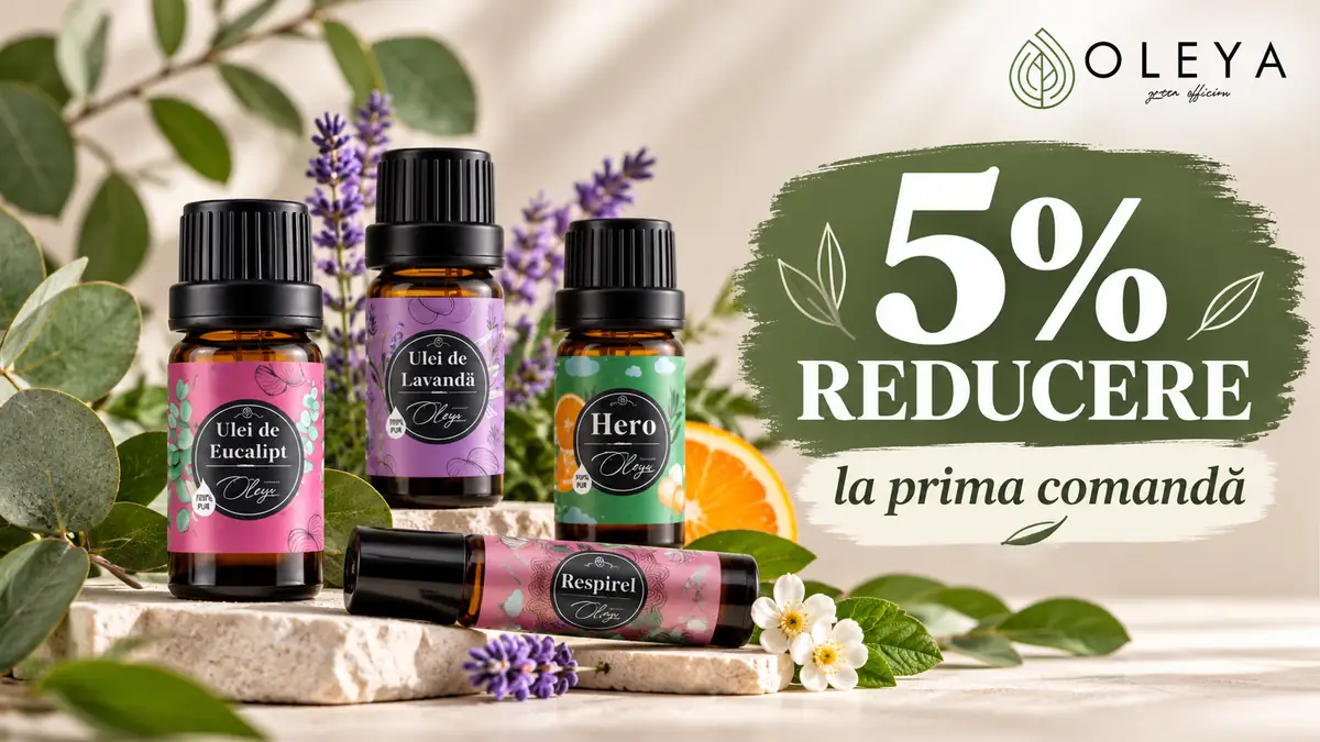 Uleiuri esențiale Oleya de eucalipt și lavandă, Hero și roll-on Respirel, cu 5% reducere la prima comandă.