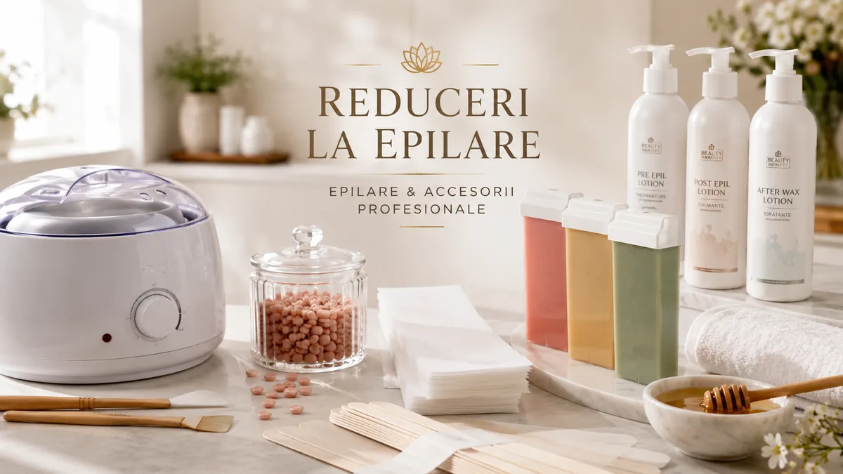 Reduceri la produse profesionale pentru epilare, cu încălzitor de ceară, rezerve, benzi, spatule și loțiuni pre și post epilare.