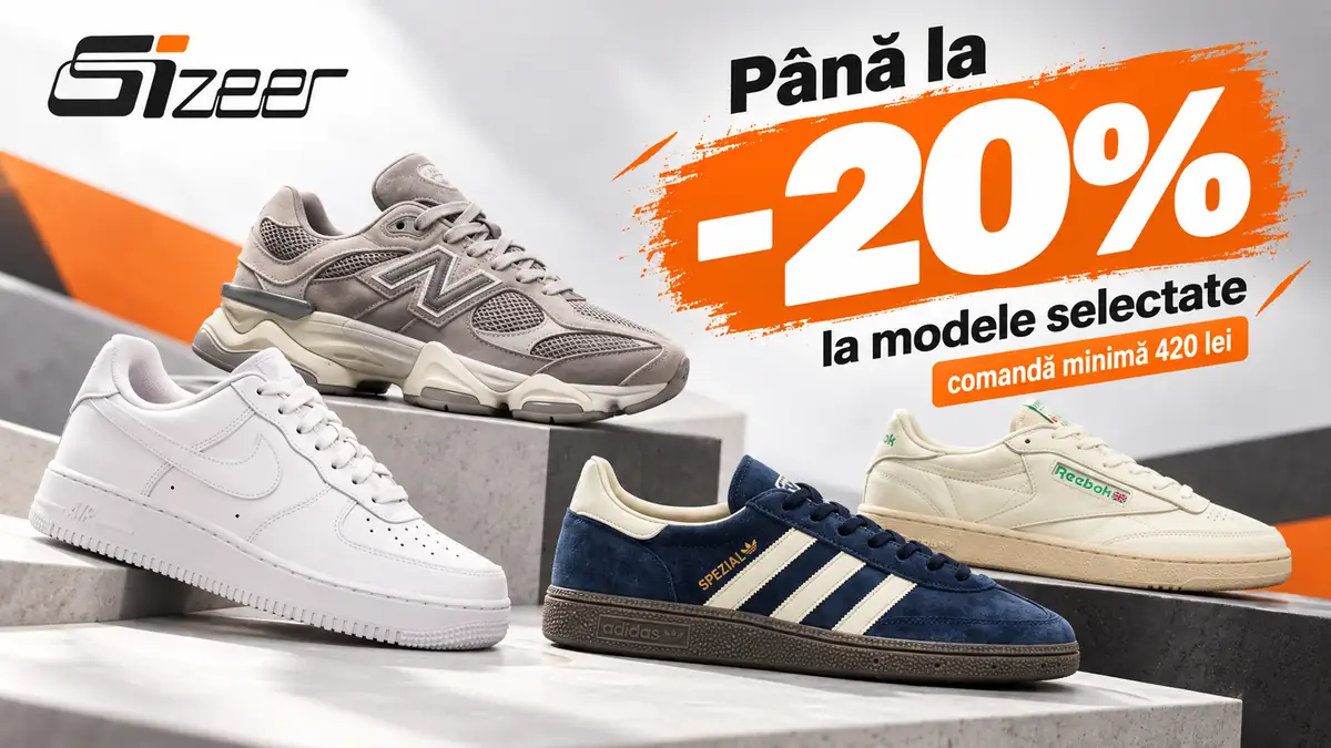 Reducere de până la 20% la modele selectate de sneakers Sizeer, pentru comenzi de minimum 420 lei.