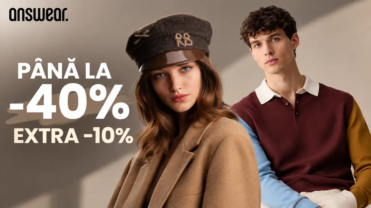 Answear – până la 40% reducere și 10% extra la modă pentru femei și bărbați, la comenzi de minimum 480 lei.