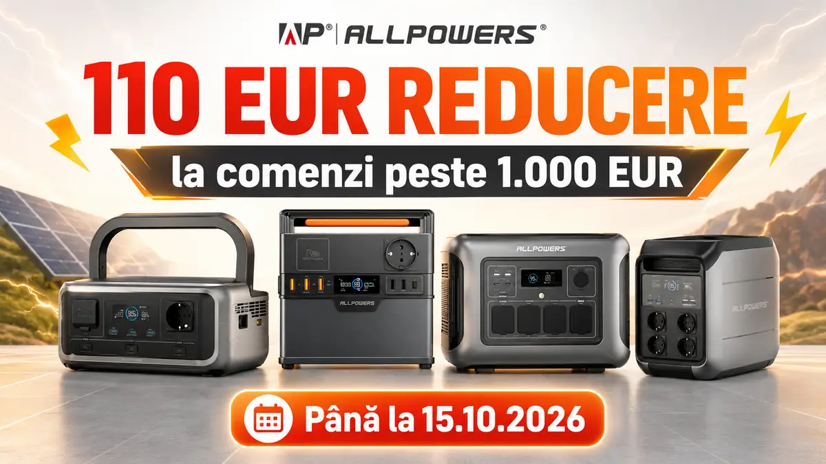Stații portabile ALLPOWERS, reducere 110 EUR la comenzi peste 1.000 EUR, valabilă până la 15.10.2026.