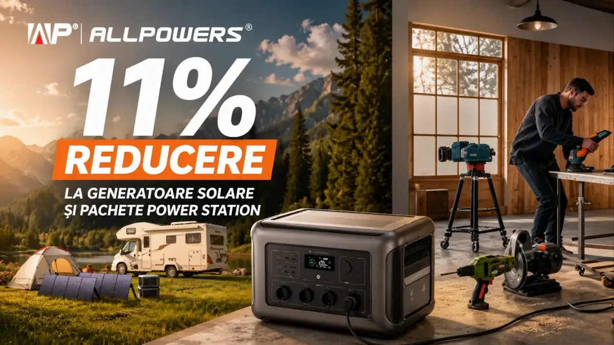 Reducere de 11% la generatoare solare și pachete Power Station ALLPOWERS.