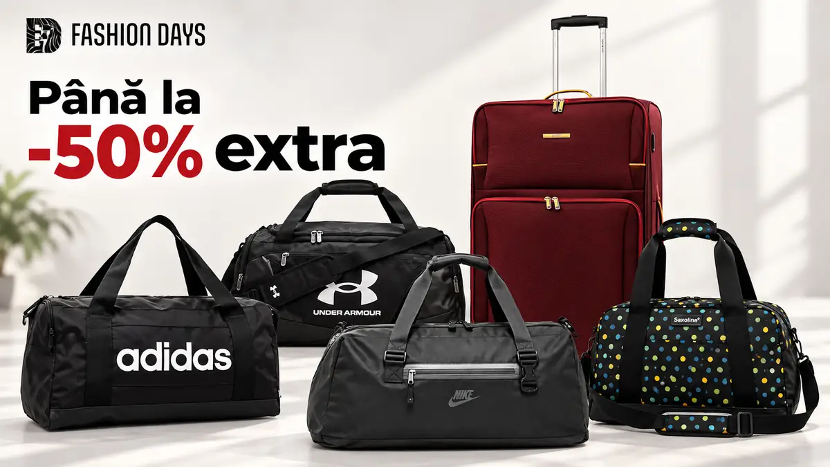Genți sport și troler Fashion Days, cu modele Adidas, Under Armour, Nike și reducere de până la 50%.