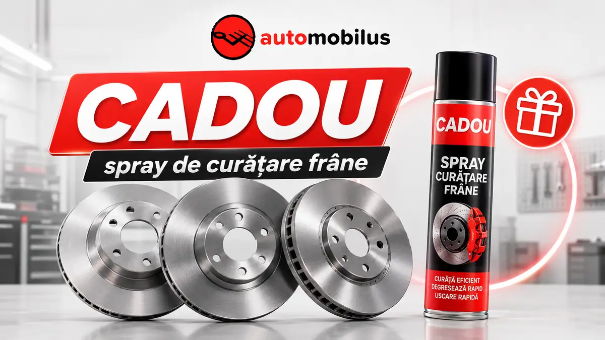 Discuri de frână Automobilus cu spray de curățare frâne oferit cadou.