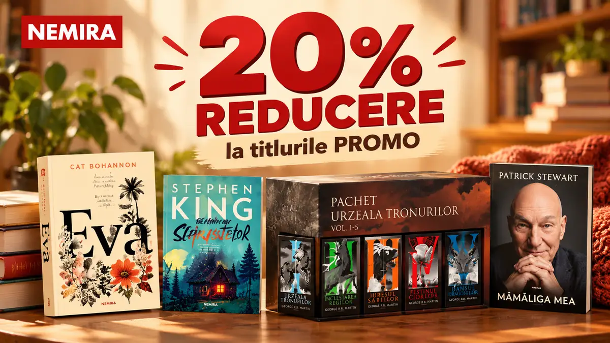 Reducere de 20% la titlurile PROMO Nemira, cu cărți de Stephen King, Cat Bohannon și pachetul Urzeala Tronurilor.