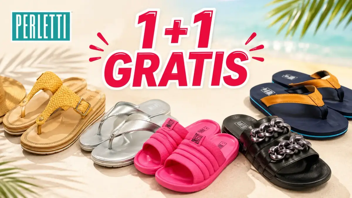 Papuci și șlapi Perletti pentru femei și bărbați, promoție 1+1 gratis.