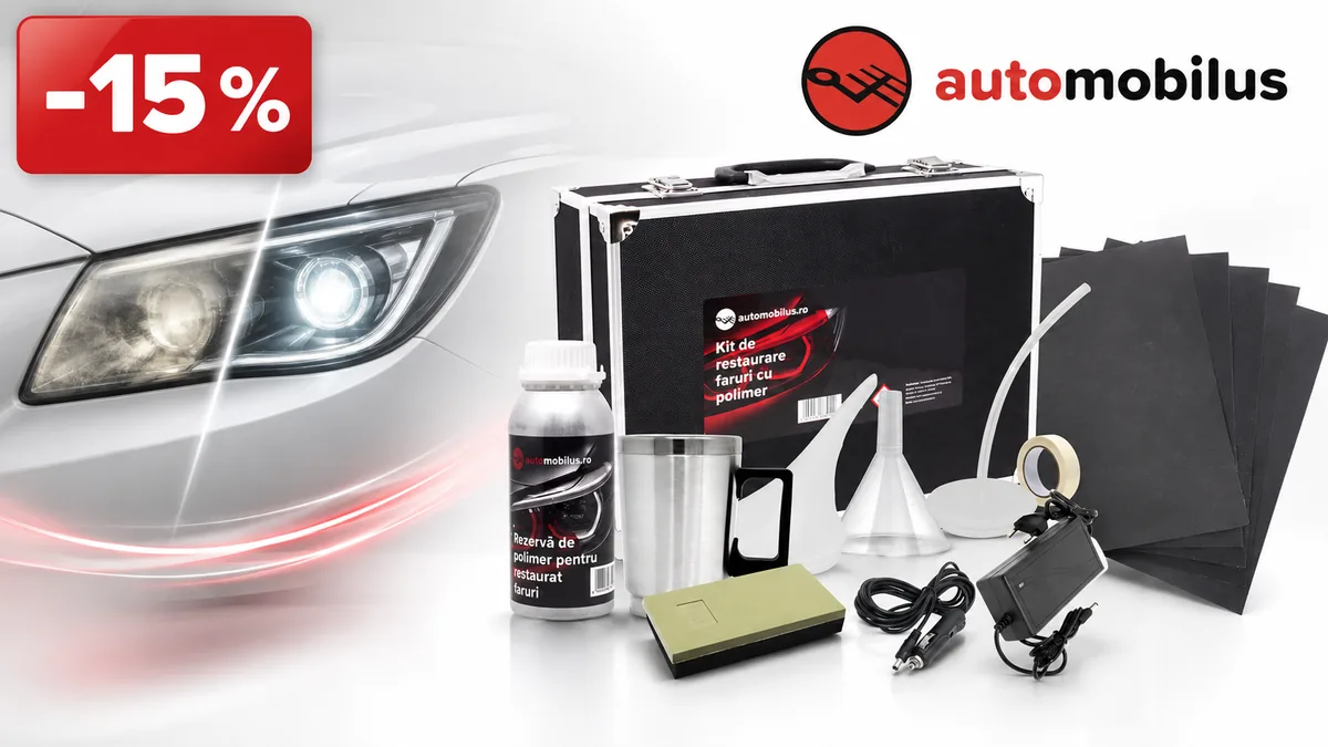 Kit restaurare faruri Automobilus cu polimer lichid și accesorii, reducere 15%