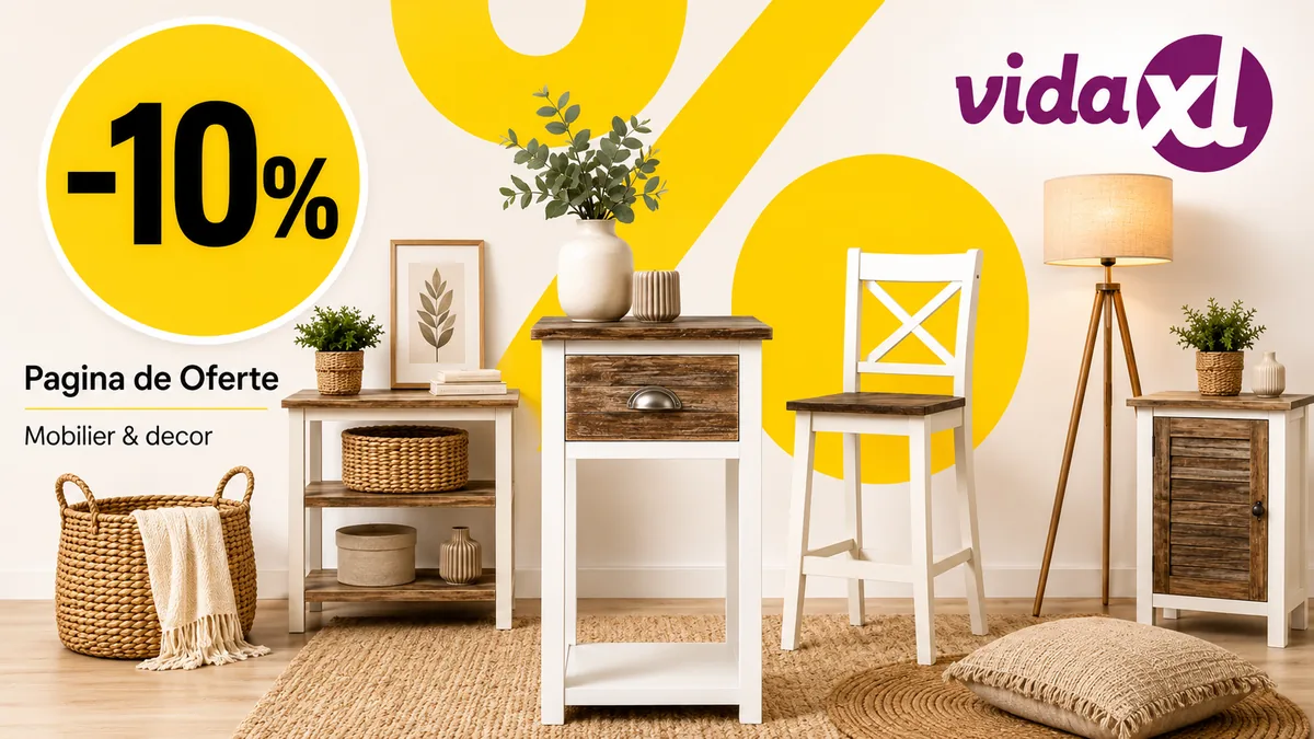 educere 10% la mobilier și decorațiuni vidaXL din Pagina de Oferte.