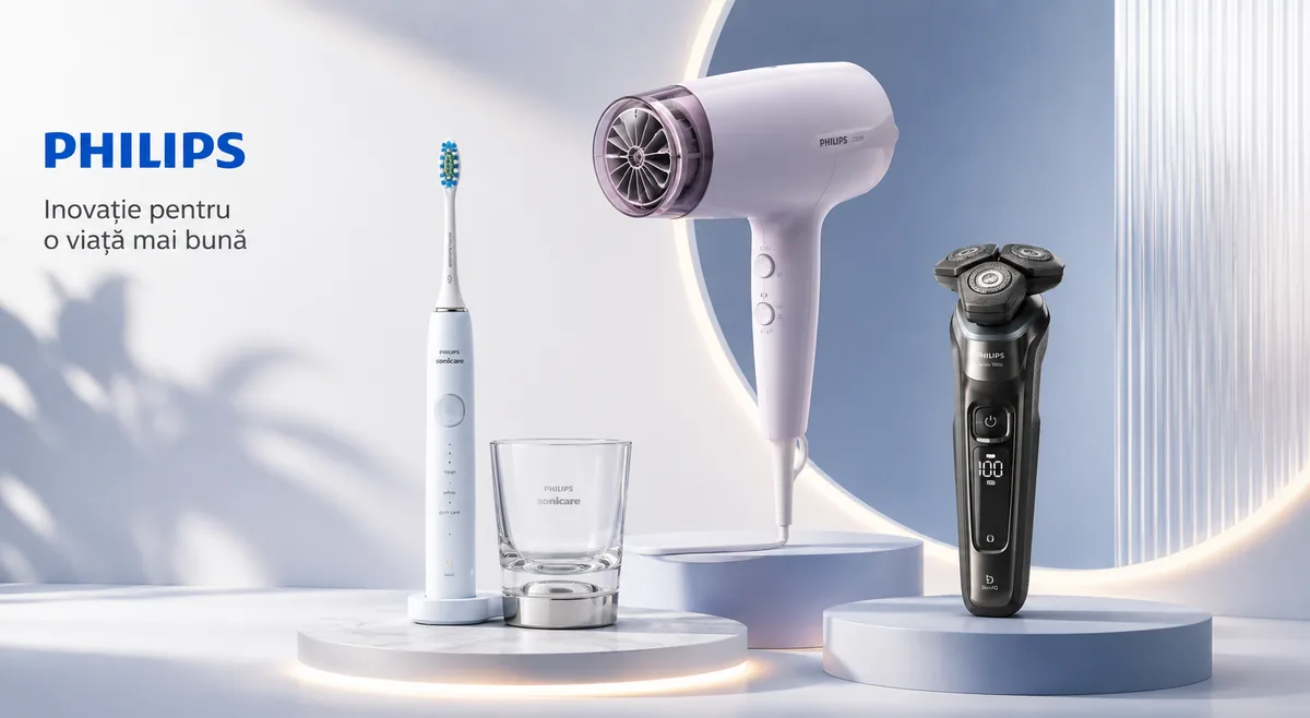 Produse philips evidentiate pe un background deschis