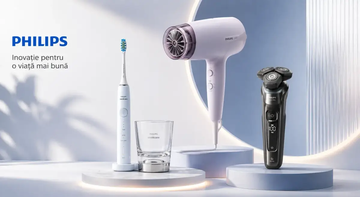 Produse philips evidentiate pe un background deschis