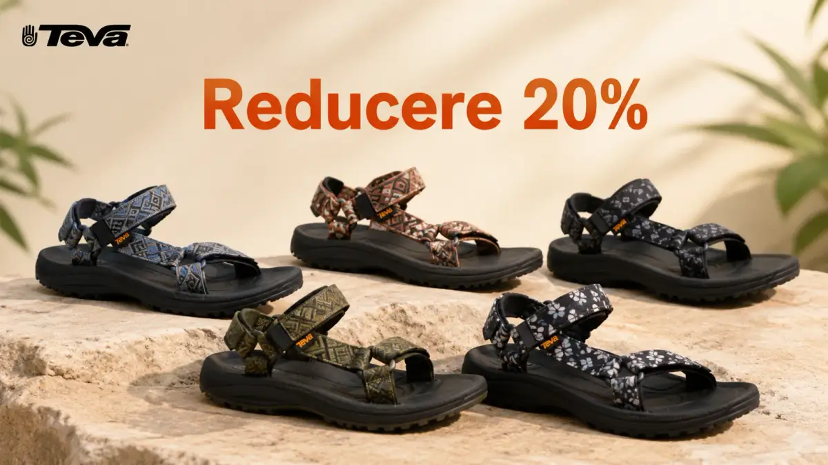Sandale Teva Winstead în mai multe culori, prezentate pe fundal natural, cu reducere de 20%.
