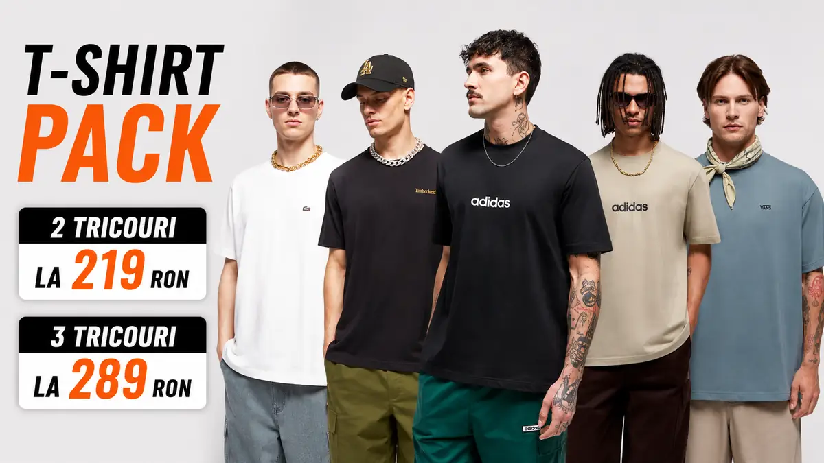 Ofertă T-Shirt Pack Sizeer cu modele în tricouri și prețuri de 219 RON pentru 2 sau 289 RON pentru 3.
