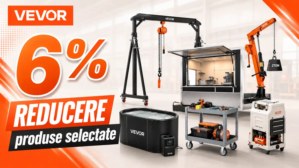 VEVOR – 6% reducere la produse selectate, cu macara, cărucior de atelier și echipamente pentru casă și lucru.