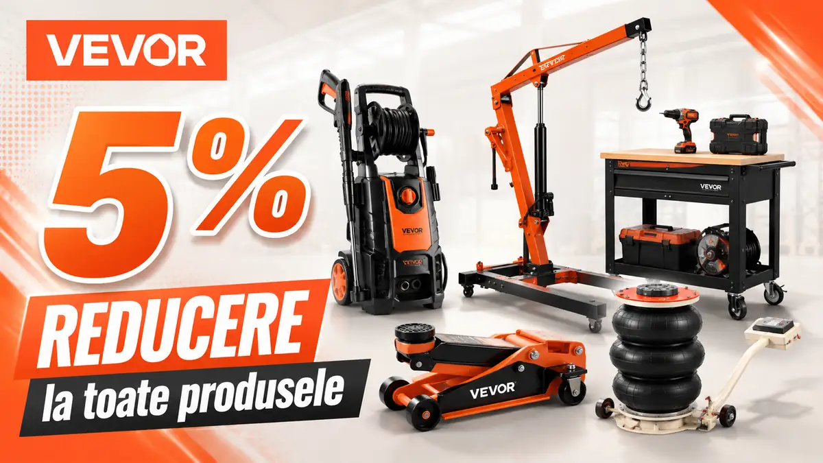 VEVOR – 5% reducere la toate produsele, cu scule, echipamente auto și utilaje pentru atelier.