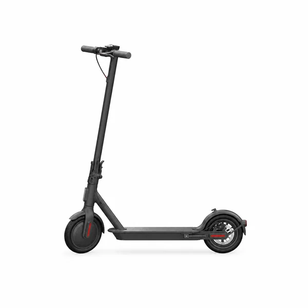 Trotinetă electrică modernă, vedere laterală pe fundal alb