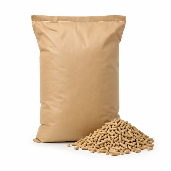 Un sac de peleti generic pe un fundal alb