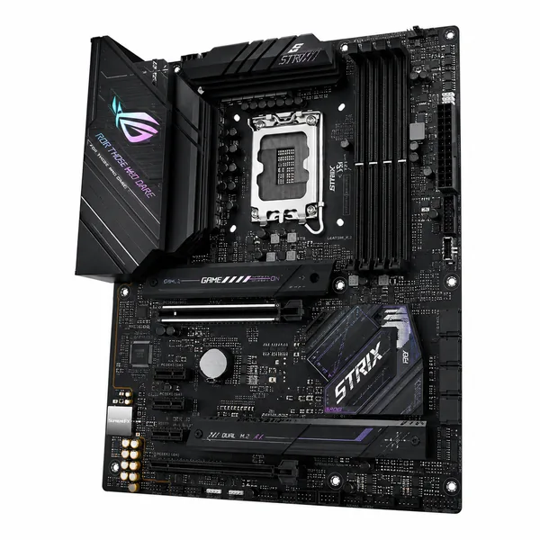 Placa de baza Asus ROG Strixx pe un fundal alb
