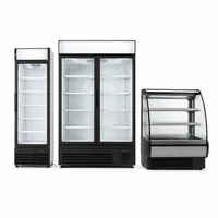 Vitrine frigorifice comerciale cu uși din sticlă pe fundal alb