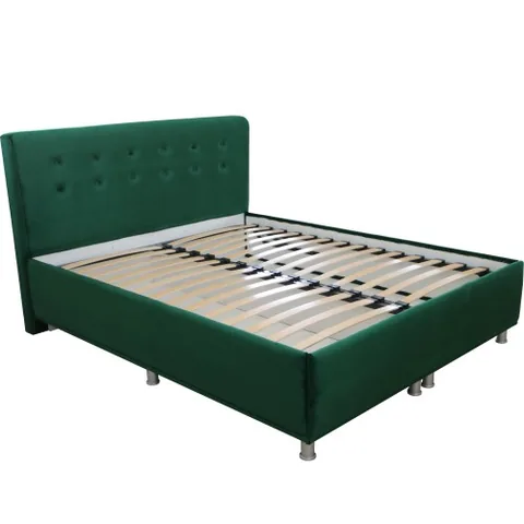Pat Tapitat Spectral Mobila 160x200cm Verde cu Somiera Rabatabila si Lada