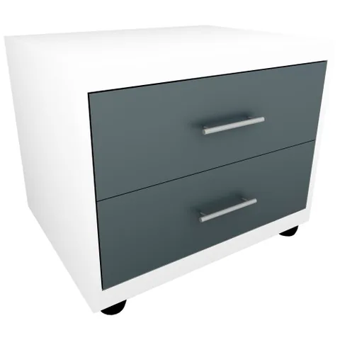 Noptiera Spectral Mobila Torino 48x37x37cm 2 Sertare Alb Gri