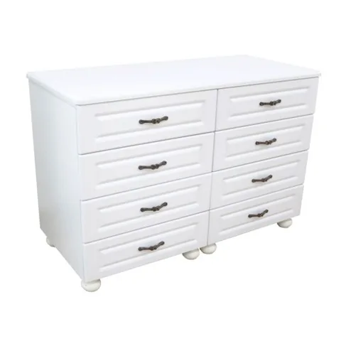 Comoda Spectral Mobila Dynasty Alb 8 Sertare Blat MDF