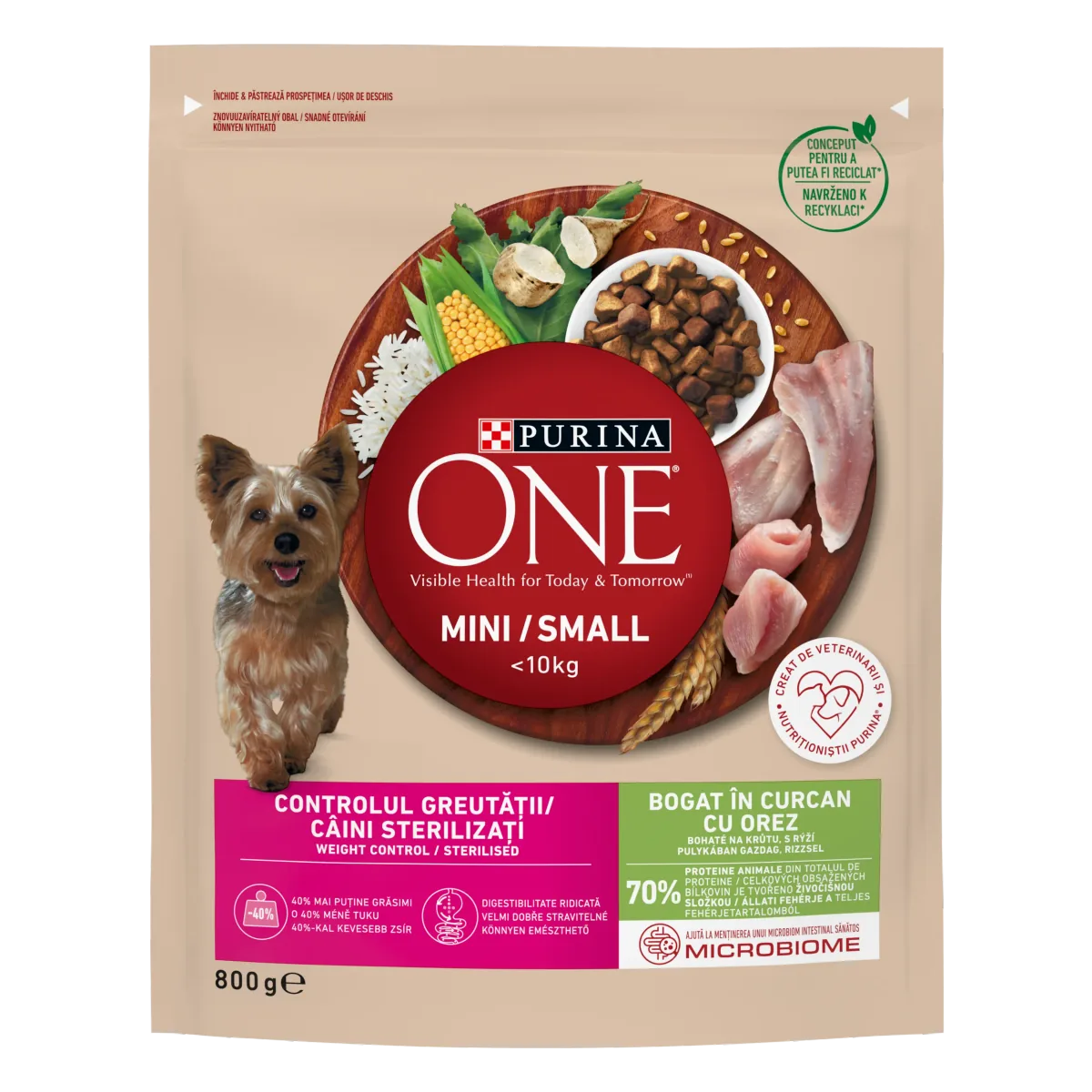 Hrana Uscata pentru Caini Purina ONE Mini Weight Control Curcan si Orez 800g
