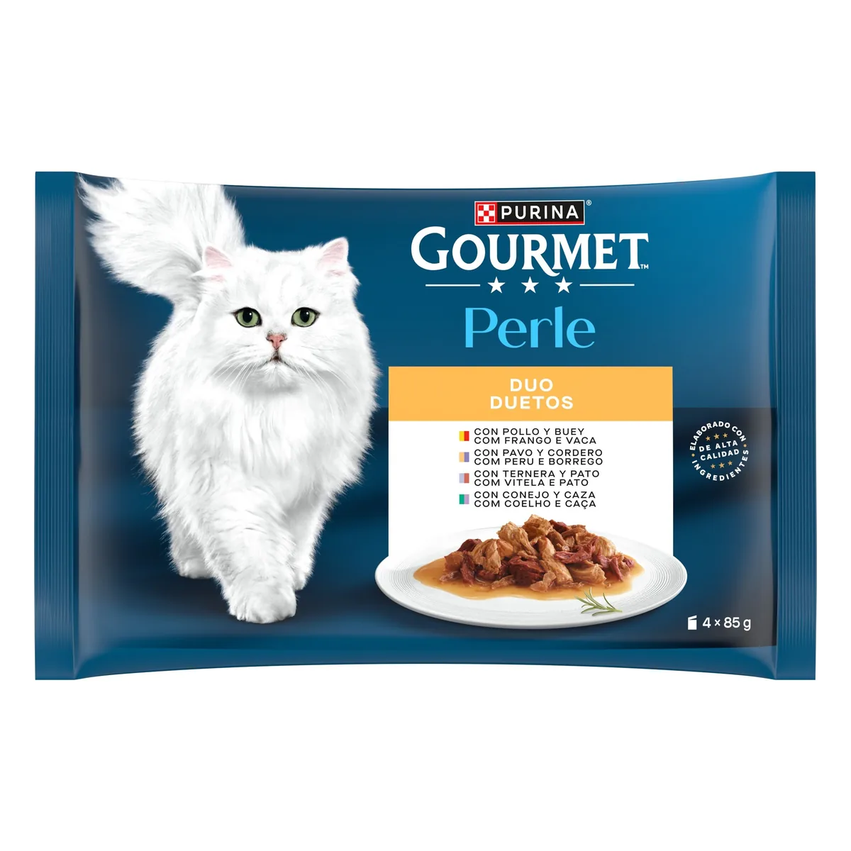 Gourmet Perle Multipack 4x85g Pui Vita Curcan Miel Vitel Rata Iepure Vanat