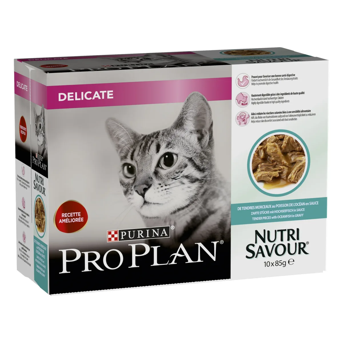 Hrana Umeda Pisici Purina Pro Plan Delicate Nutrisavour in Sos Peste Oceanic 10x85g