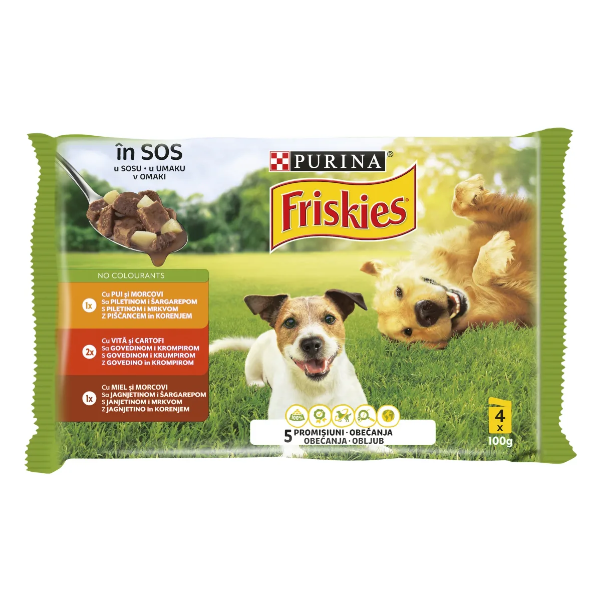 Hrana Umeda pentru Caini Friskies Adult Pui si Morcovi in Sos 4x85g