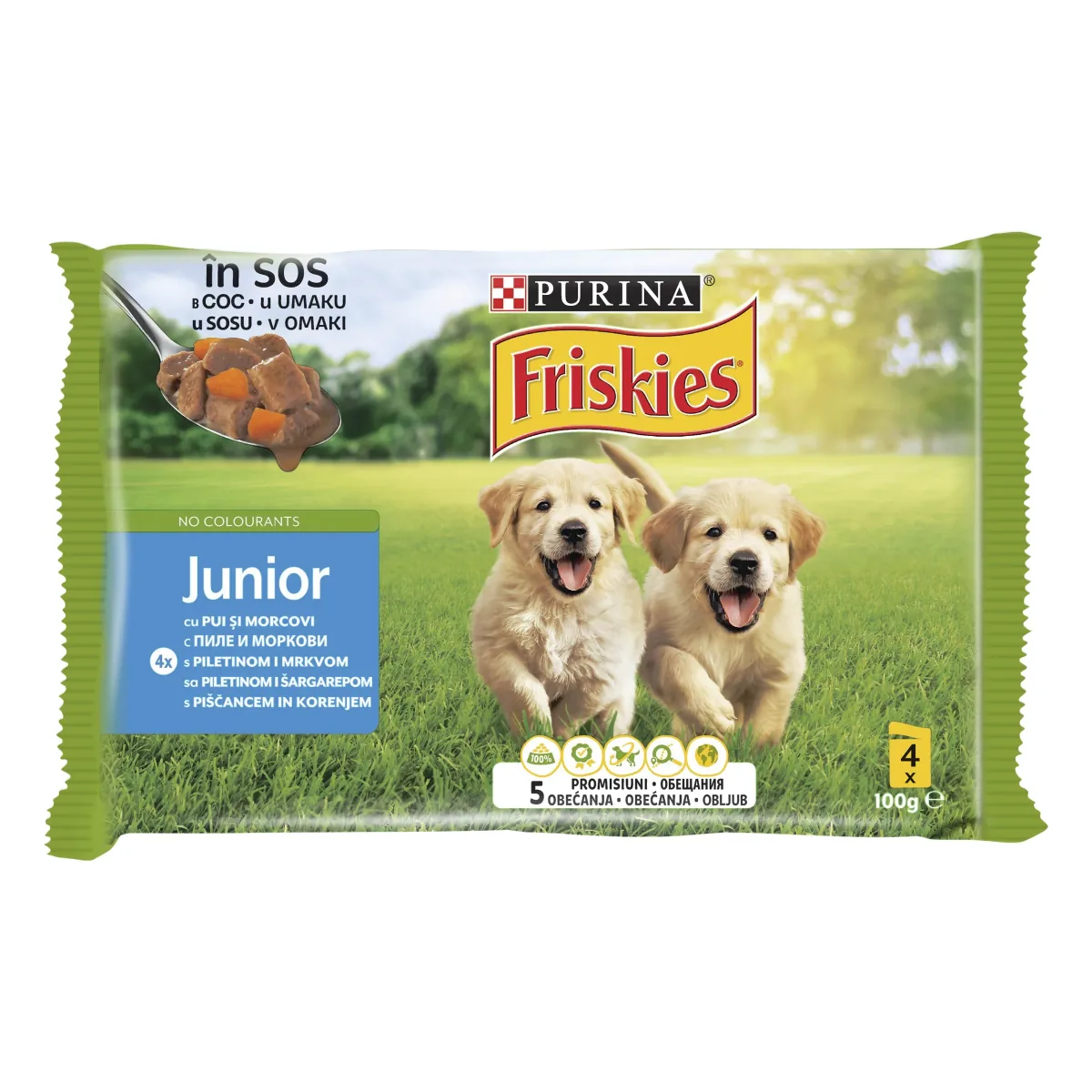 Hrana Umeda pentru Catei Friskies Junior Pui si Morcovi in Sos 4x85g