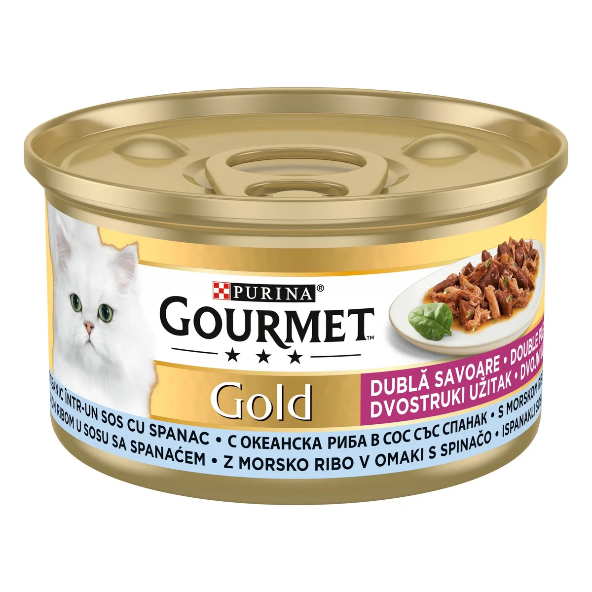 Hrana Umeda Pisici Gourmet Gold Double Pleasure Peste Oceanic si Spanac 85g