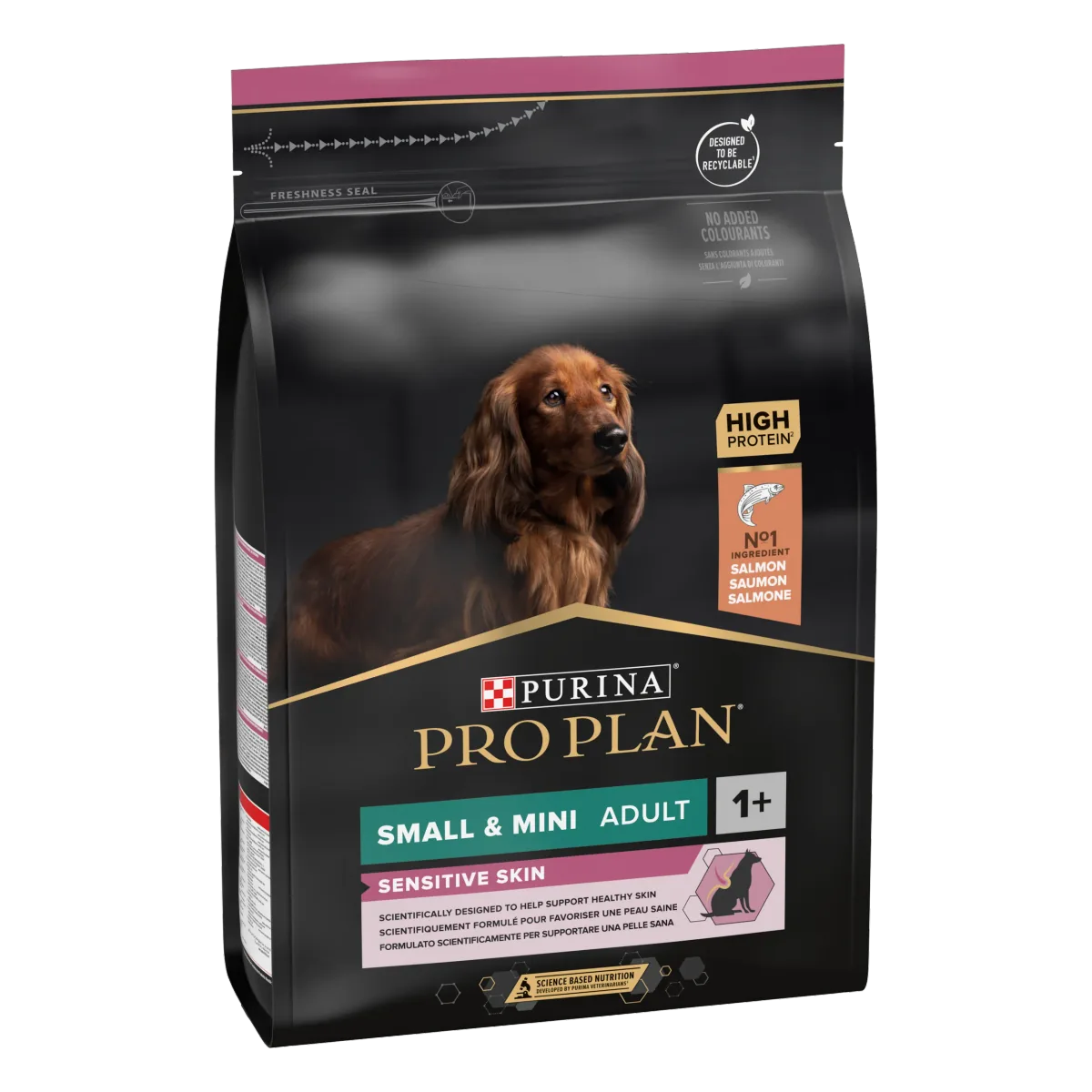 Hrana Uscata Purina Pro Plan Sensitive Skin Somon 3kg Talie Mica si Foarte Mica