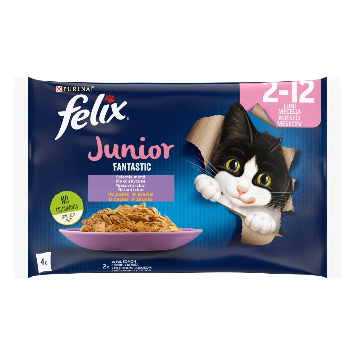 Purina Felix Fantastic Junior Pui in Aspic 4 x 85g