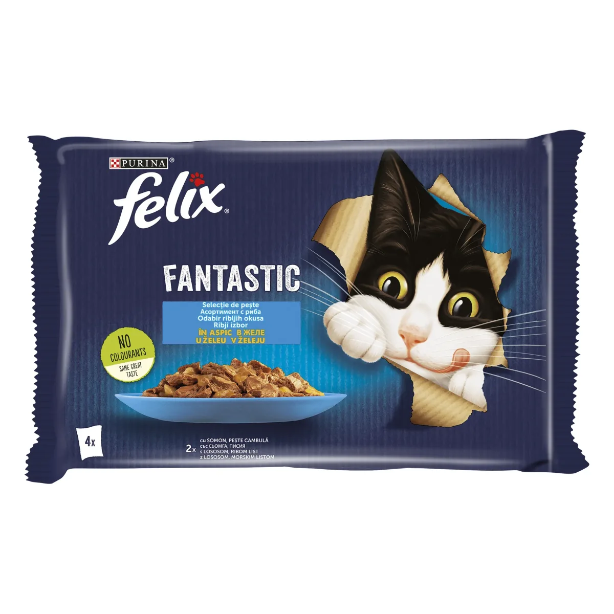 Hrana Umeda Pisici Purina Felix Fantastic Somon si Platica 4x85g