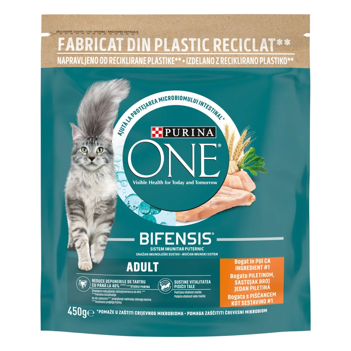 Hrana Uscata pentru Pisici Purina ONE Adult Pui si Cereale Integrale 450g