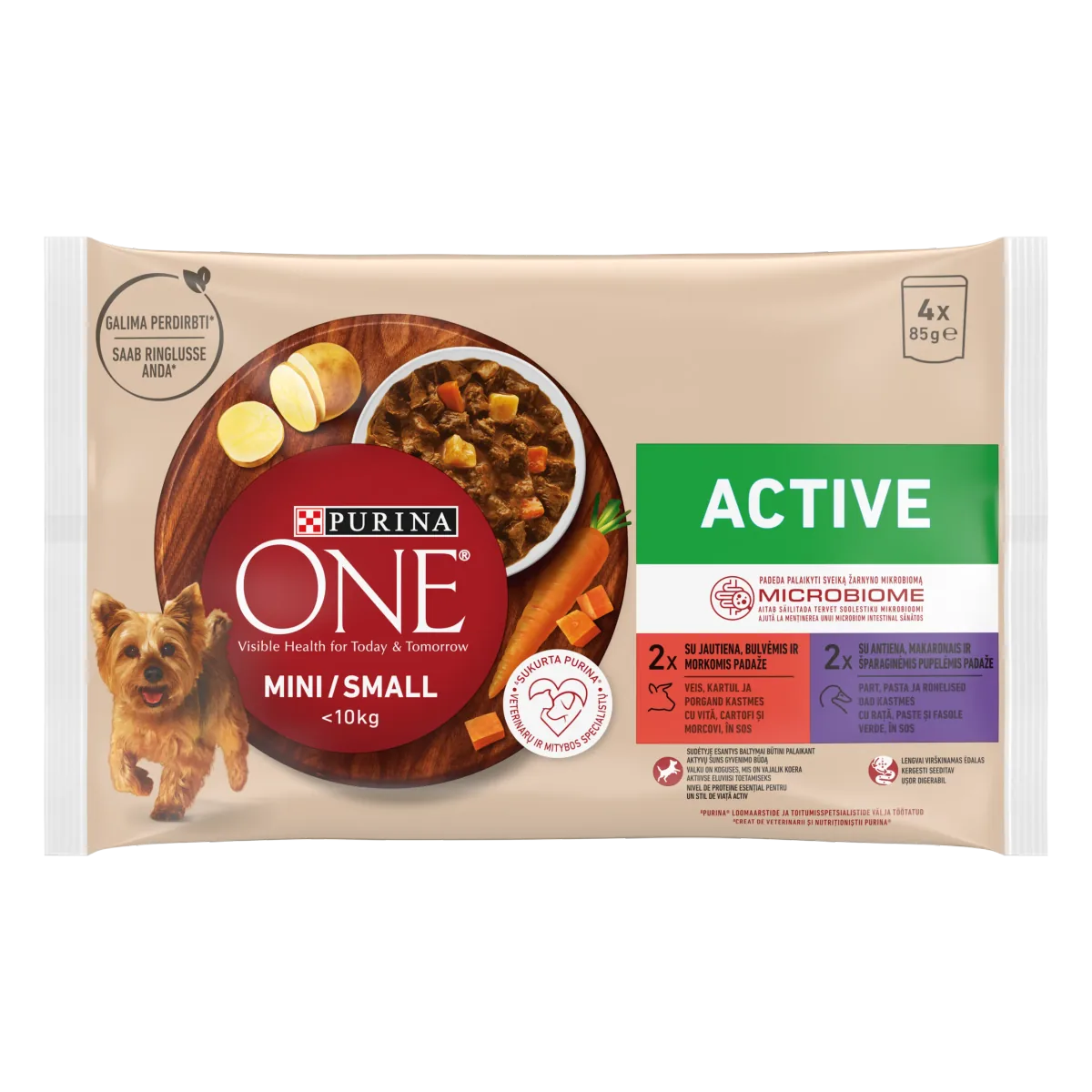 Hrana Umeda Caini Purina ONE MINI Active Vita si Rata in Sos 4x85g