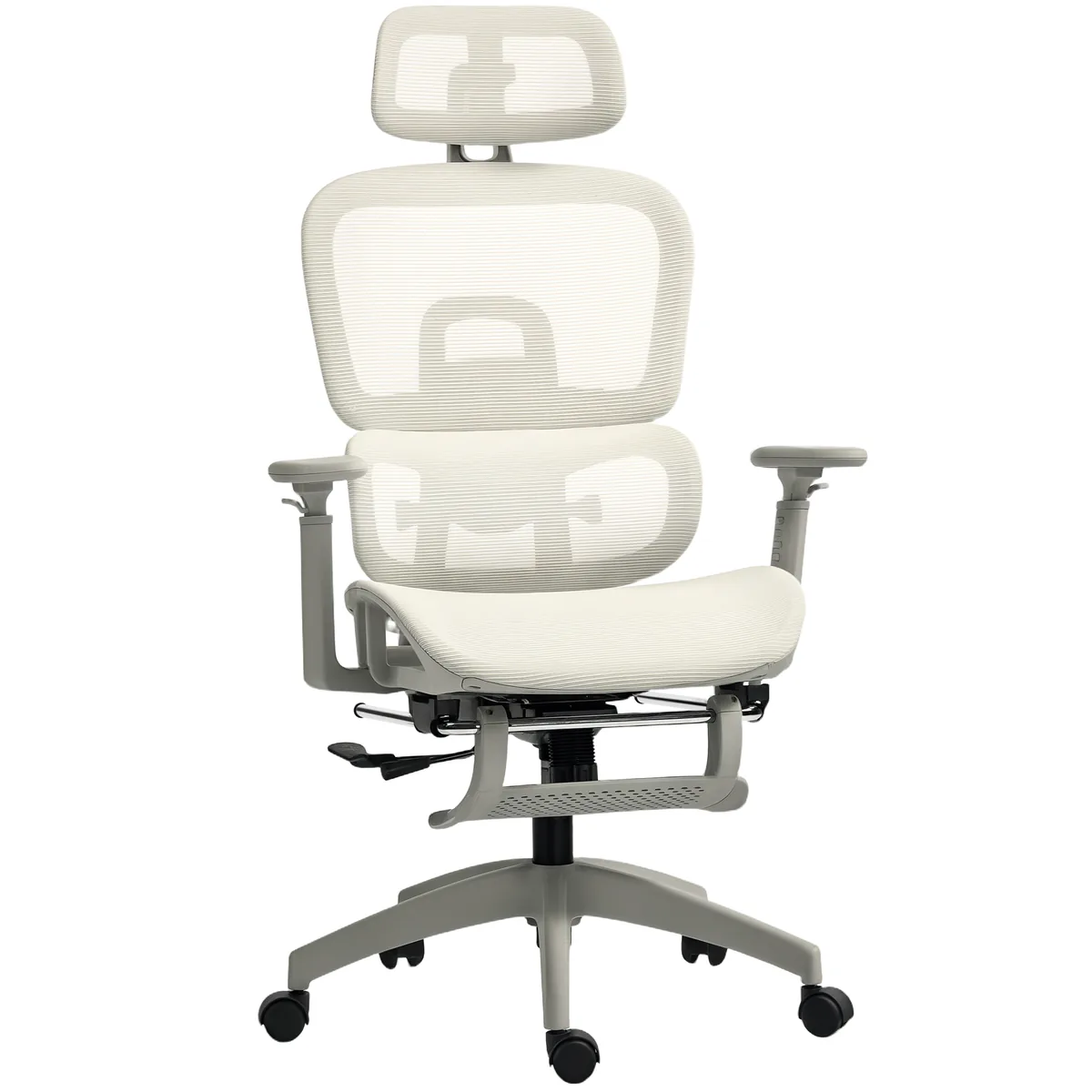Scaun de Birou HOMCOM Ergonomic Plasa Brate 3D Tetiera Reglabila Bej