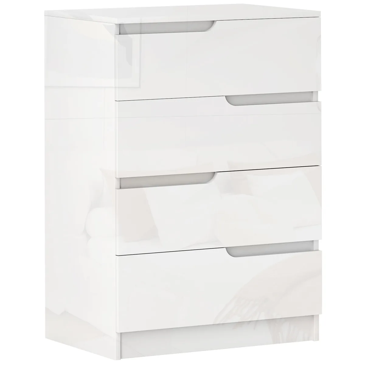 Comodă Homcom 4 Sertare Pal Melaminat 60x40x85 cm Alb Lucios