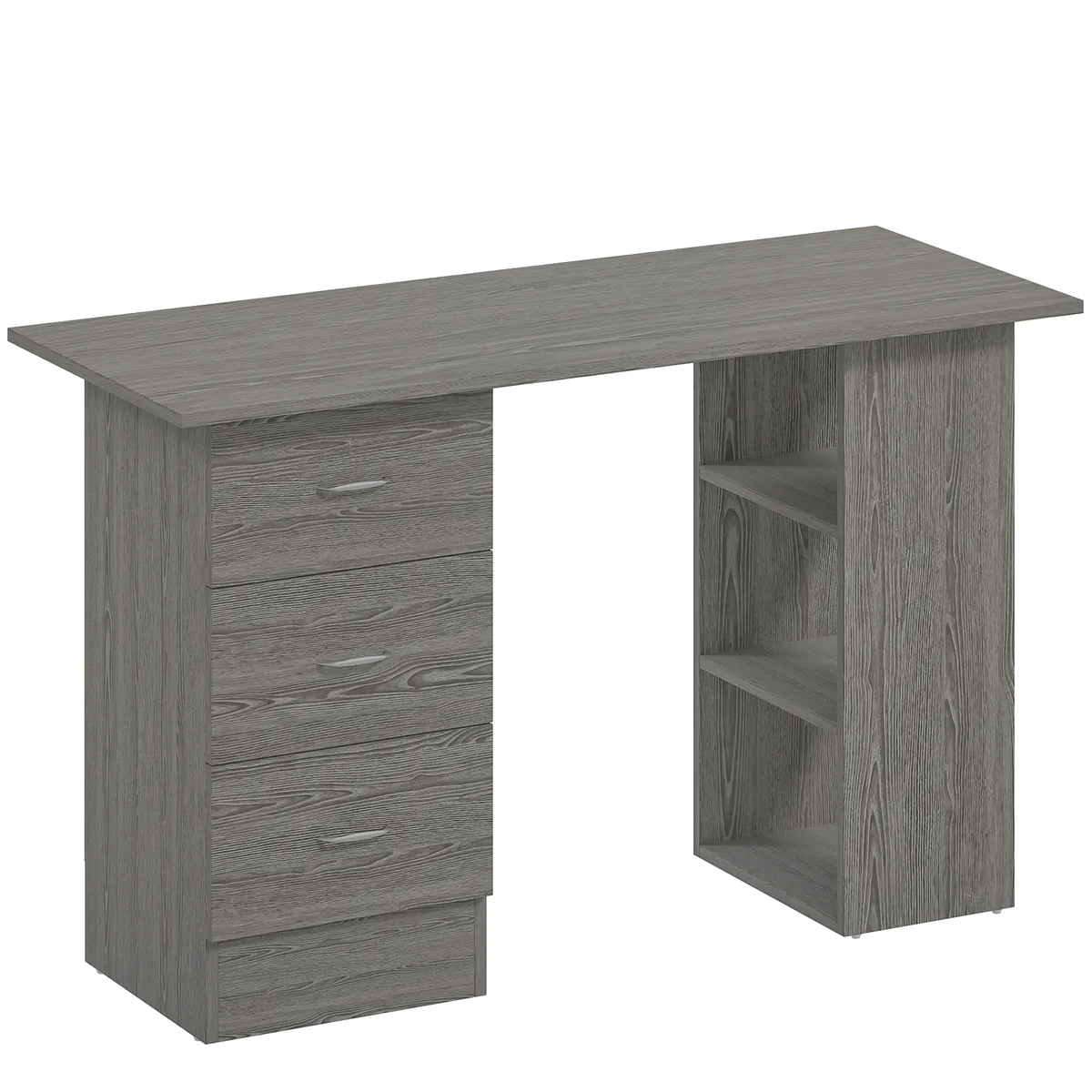 Birou Homcom Lemn Alb 120x49x72cm 3 Sertare 3 Rafturi