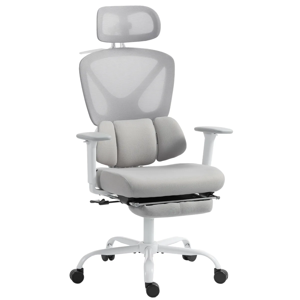 Scaun de Birou HOMCOM Suport Lombar Dinamic Adaptiv 73x75x120-128cm Gri
