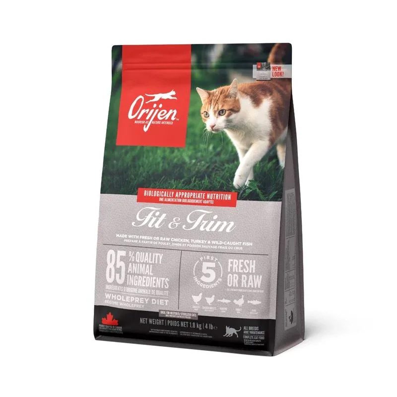 Hrană Uscată pentru Pisici Orijen Fit & Trim Pasăre și Pește Fără Cereale 1.8kg