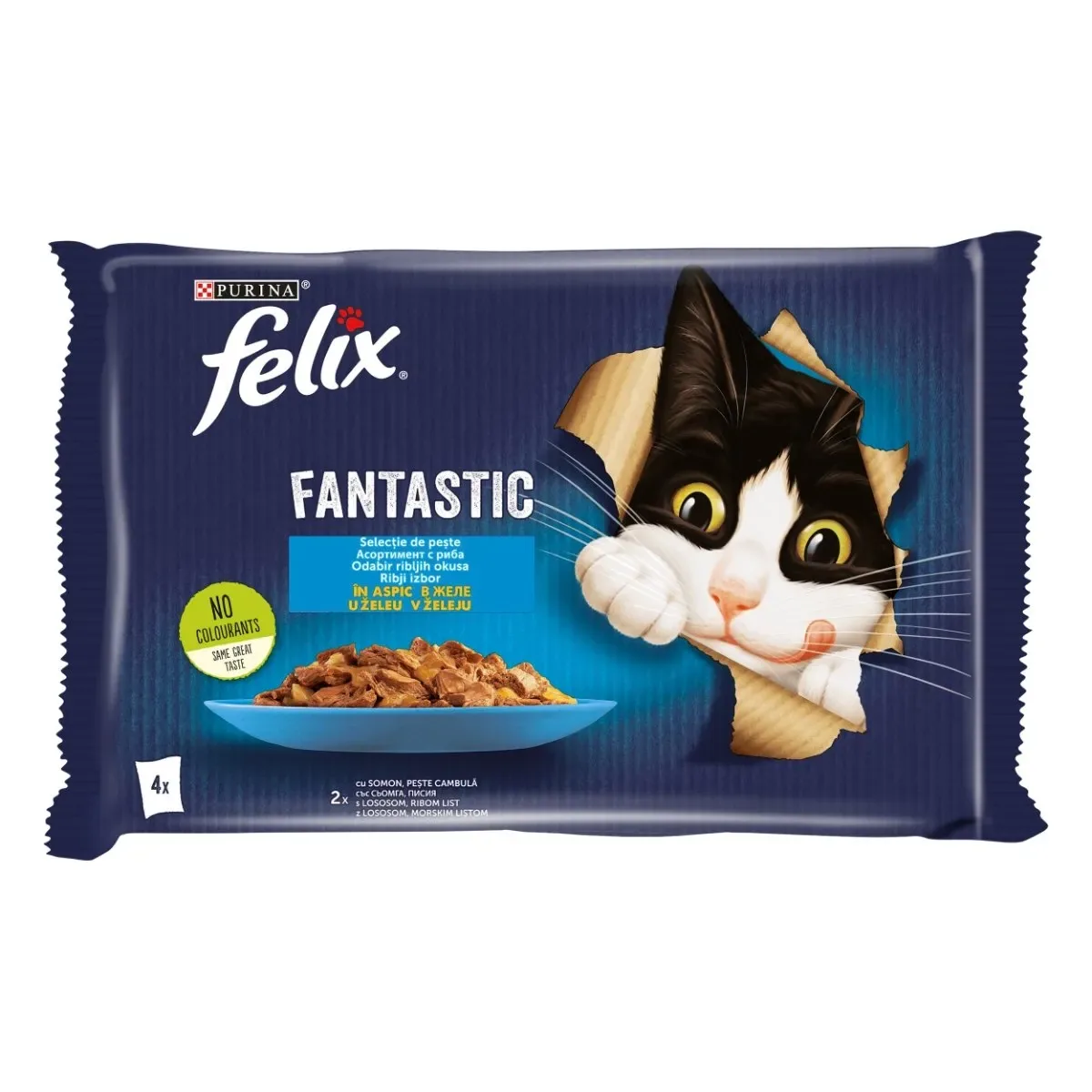 Plic Hrana pentru Pisici Purina Felix Fantastic Somon/Platica 4 x 85G