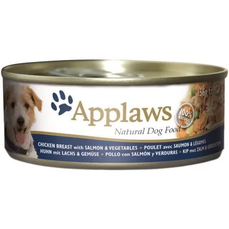 Conserva pentru Caini Applaws Pui Somon Vegetale 156g