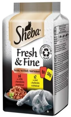 Hrana Umeda pentru Pisici Sheba Minipouch Selectii Pui si Vita 6x50g