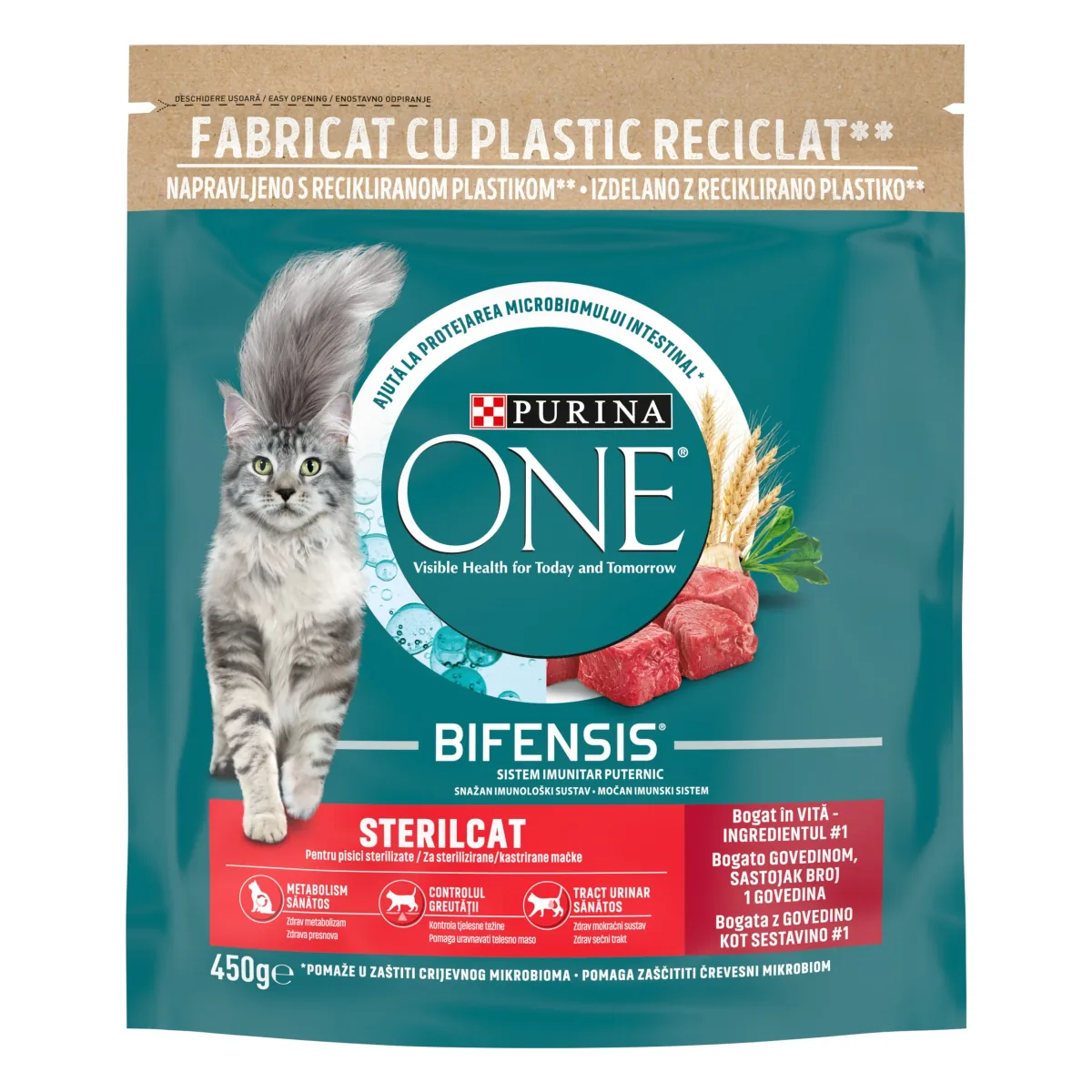 Hrana Uscata pentru Pisici Purina ONE Sterilcat Vita si Grau 450g